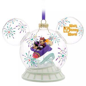 NWT Disneyland Mickey Minnie Mouse Icon Glass Ball Ornament Space Mountain Ride